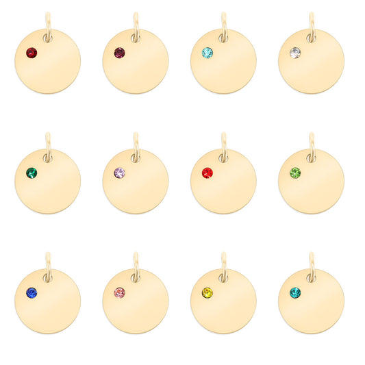 18K Gold PVD CZ Birthstone Circle Charm