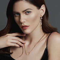 Sterling Silver Baroque Pearl Link Dangling Earrings