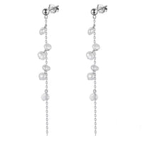 Sterling Silver Baroque Pearl Link Dangling Earrings