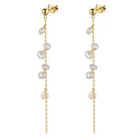Sterling Silver Baroque Pearl Link Dangling Earrings