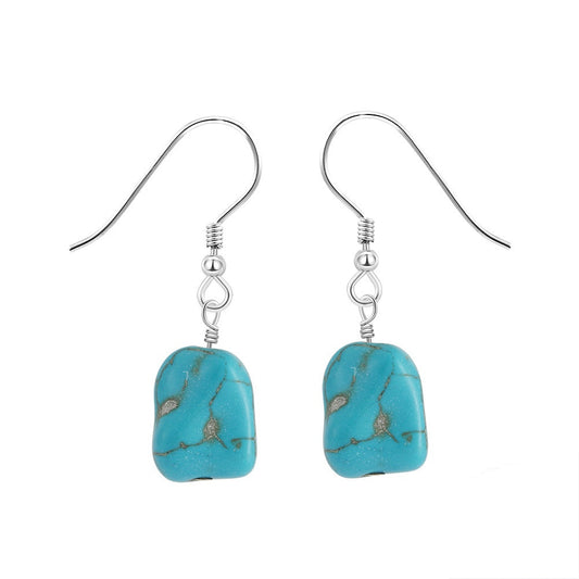 Sterling Silver Natural Turquoise Drop Earrings