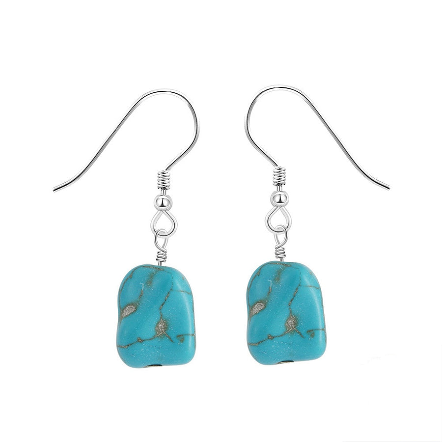 Sterling Silver Natural Turquoise Drop Earrings