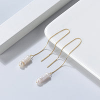 Sterling Silver Baroque Pearl Link Dangling Earrings