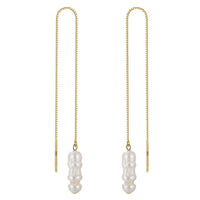 Sterling Silver Baroque Pearl Link Dangling Earrings