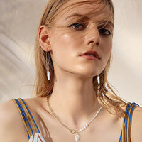 Sterling Silver Baroque Pearl Link Dangling Earrings