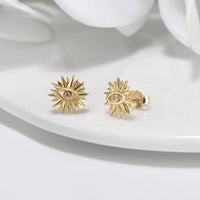 Sterling Silver Sparkle Evil Eye Stud Earrings