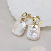 14K Gold Baroque Pearl Dangling Earrings