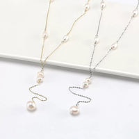 Sterling Silver Natural Pearl Y Necklace
