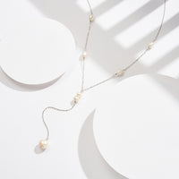 Sterling Silver Natural Pearl Y Necklace