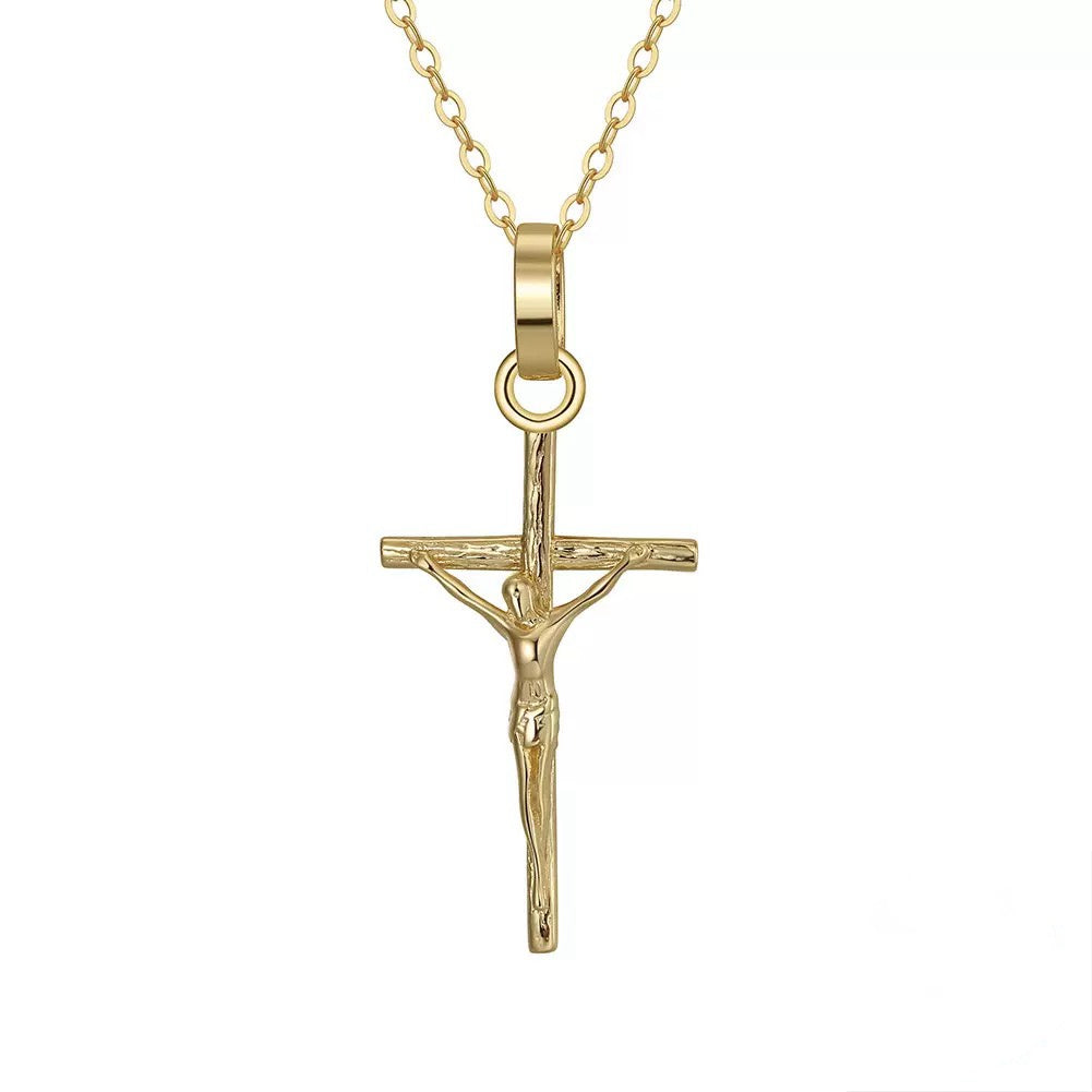 Sterling Silver Jesus Christ Crucifix Cross Pendant Necklace