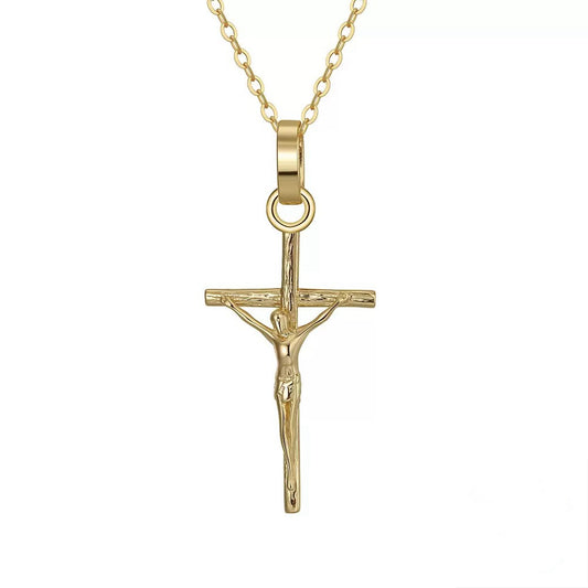 Sterling Silver Jesus Christ Crucifix Cross Pendant Necklace