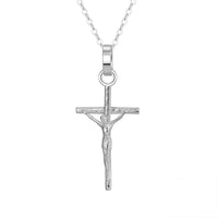 Sterling Silver Jesus Christ Crucifix Cross Pendant Necklace