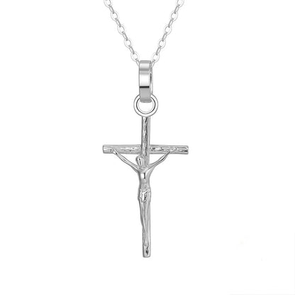 Sterling Silver Jesus Christ Crucifix Cross Pendant Necklace