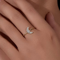 Gold Plated Sterling Silver Minimalist Cubic Zirconia Moon Ring