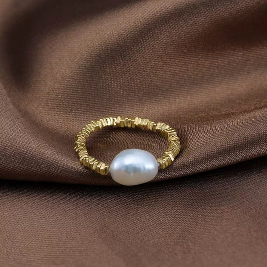 Sterling Silver Baroque Pearl Adjustable Ring