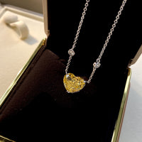 Geometry Yellow Crystal Heart Necklace