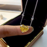 Geometry Yellow Crystal Heart Necklace