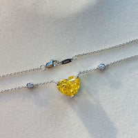 Geometry Yellow Crystal Heart Necklace