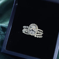 Oval Crystal Multi-Layer 925 Sterling Silver Ring