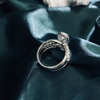 Oval Crystal Multi-Layer 925 Sterling Silver Ring