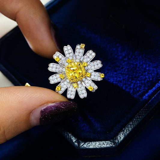 Little Daisy Flower CZ Sterling Silver Ring