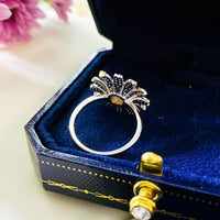 Little Daisy Flower Crystal Sterling Silver Ring