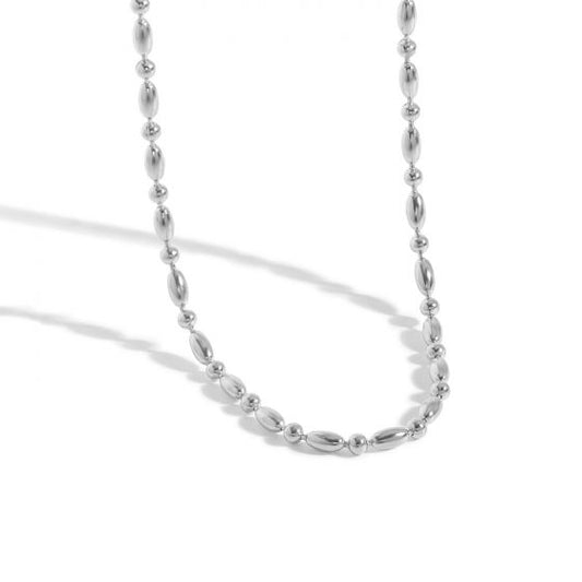 Simple Ellipse Round Bead Choker 925 Sterling Silver