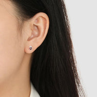 Red Crystal Heart Crown 925 Sterling Silver Stud Earrings