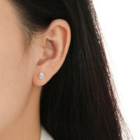 Mini Blue Crystal Waterdrop Sterling Silver Stud Earrings
