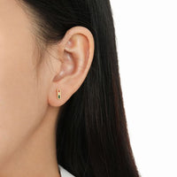 Traffic Light Crystal Stud Earrings, 925 Sterling Silver