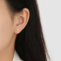Geometry Rhombus White Crystal 925 Sterling Silver Stud Earrings