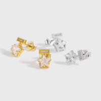 Mini Shining Star Crystal Sterling Silver Stud Earrings