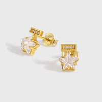 Mini Shining Star Crystal Sterling Silver Stud Earrings