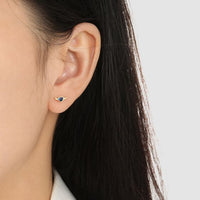 Blue Crystal Flying Heart Stud Earrings