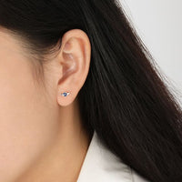 Blue Crystal Flying Heart Stud Earrings