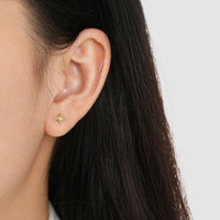 Four-Pointed Star Crystal Sterling Silver Stud Earrings