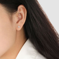 Four-Pointed Star Crystal Sterling Silver Stud Earrings
