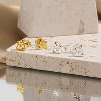 Melted Cheese Red Crystal Sterling Silver Stud Earrings