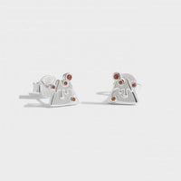 Melted Cheese Red Crystal Sterling Silver Stud Earrings