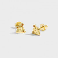 Melted Cheese Red Crystal Sterling Silver Stud Earrings