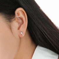 Friend's Geometry White Heart Cubic Zirconia 925 Sterling Silver Stud Earrings