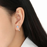 Blue Rhombus Crystal Drop Earrings in 925 Sterling Silver