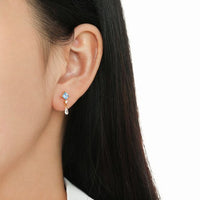 Blue Rhombus Crystal Drop Earrings in 925 Sterling Silver