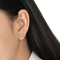 Sweet Bow-Knot Heart Crystal Drop Stud Earrings