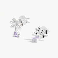 Sweet Bow-Knot Heart Crystal Drop Stud Earrings