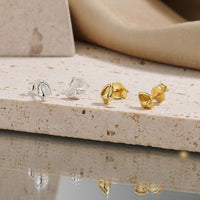 Tooth-Shaped Crystal Sterling Silver Stud Earrings