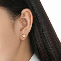 Tooth-Shaped Crystal Sterling Silver Stud Earrings