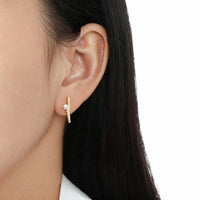 Round Shell Pearl and Crystal Sterling Silver Stud Earrings