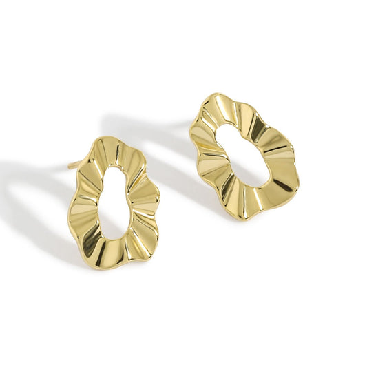 Geometry Hollow Round Wave Sterling Silver Stud Earrings