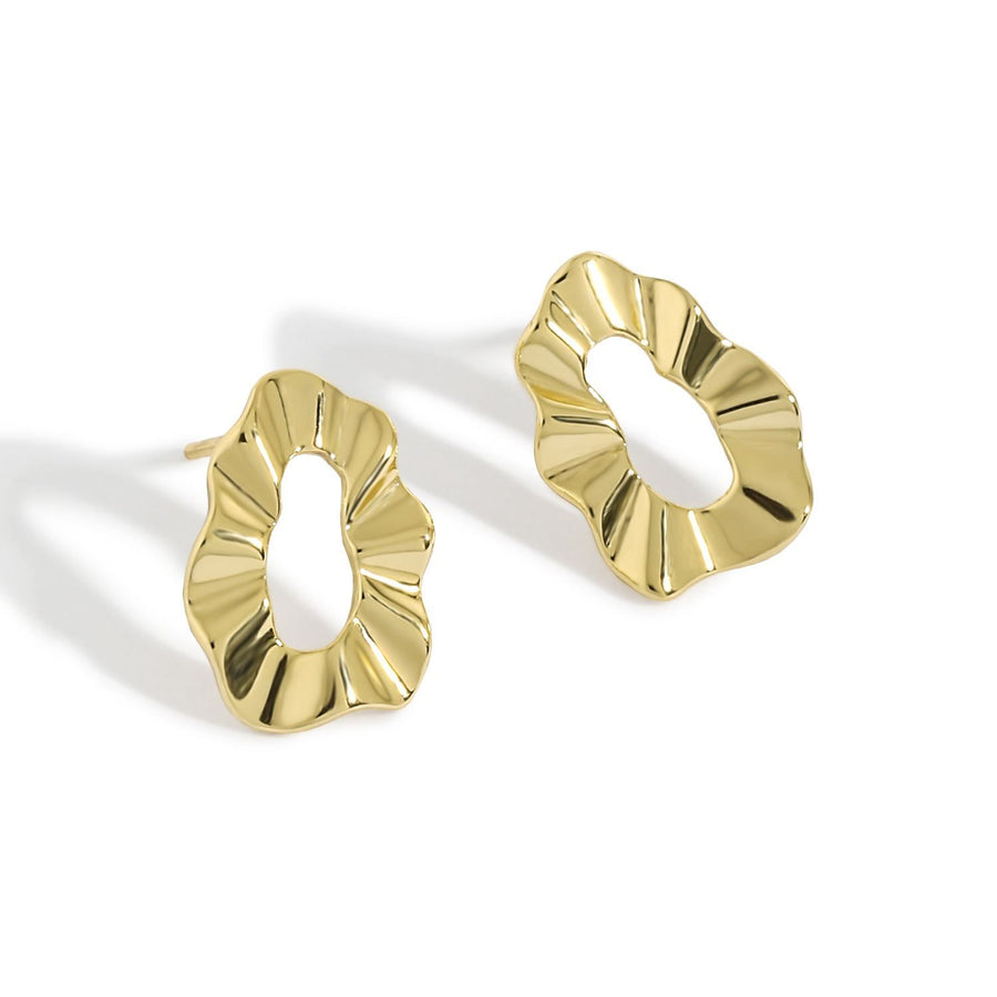Geometry Hollow Round Wave Sterling Silver Stud Earrings